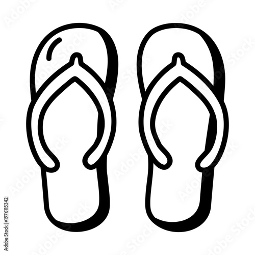 A glyph style icon showing slippers