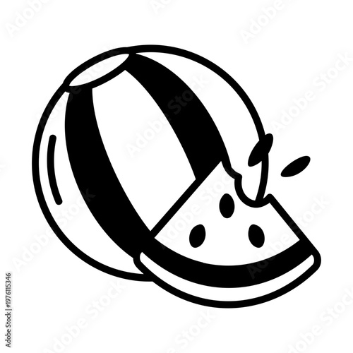 A glyph style icon showing a watermelon