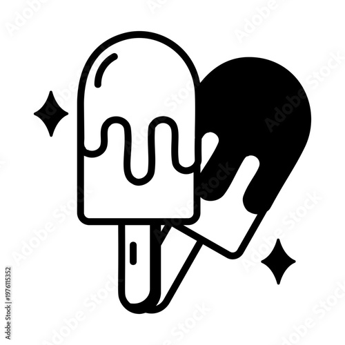 Glyph style icon showing ice popsicles