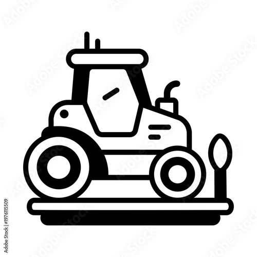 A glyph style icon showing a tractor