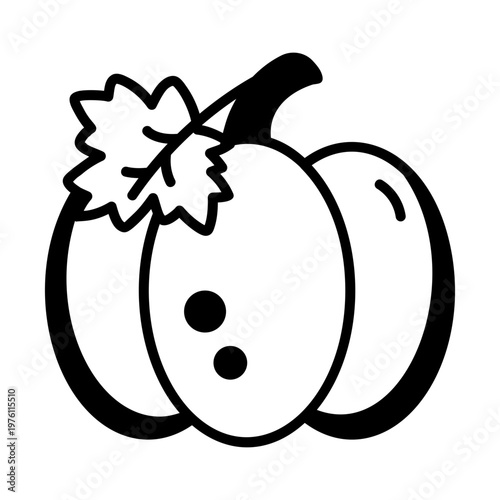 A glyph style icon showing a pumpkin