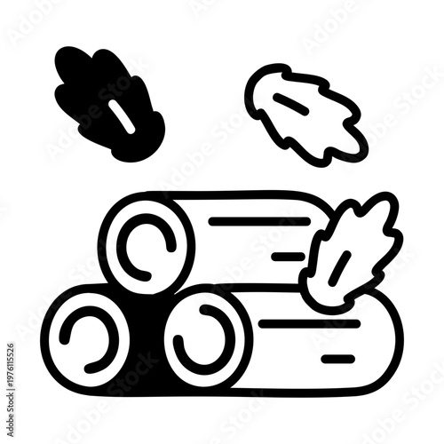 Glyph style icon showing a wood log