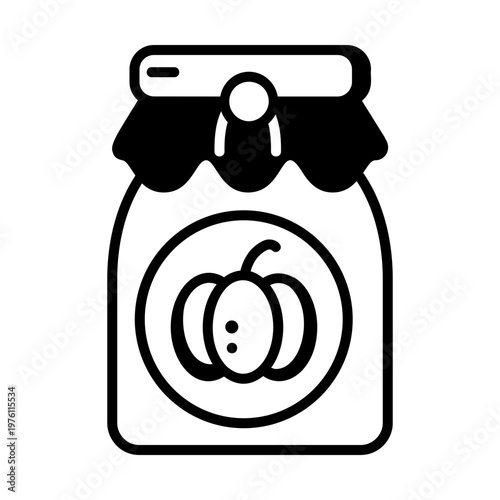 Glyph style icon showing pumpkin jam