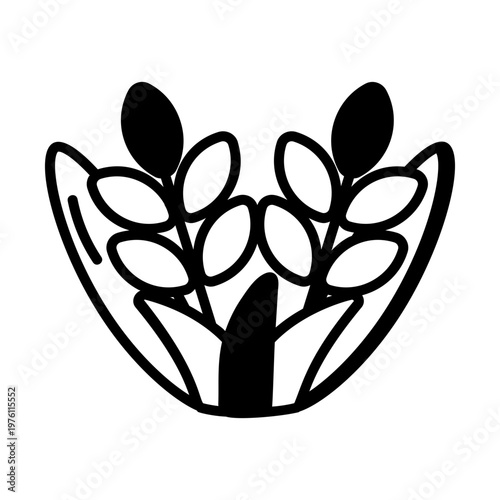 A glyph style icon showing wheat