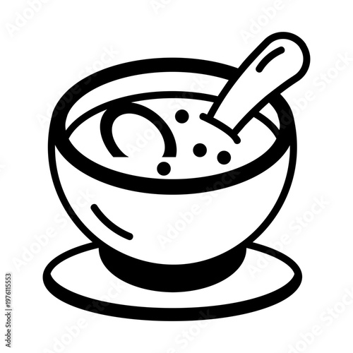 A glyph style icon showing soup
