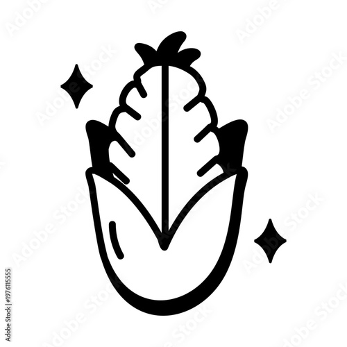 A glyph style icon showing corn