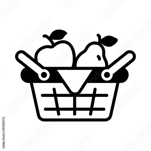 Glyph style icon showing a picnic basket