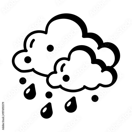 Glyph style icon showing heavy rain