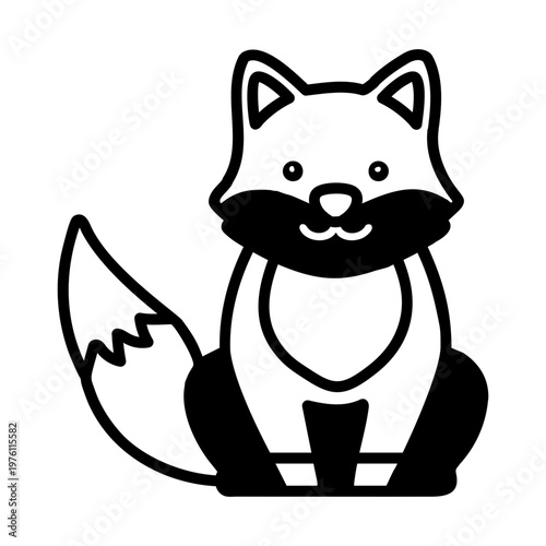 A glyph style icon showing a fox staring
