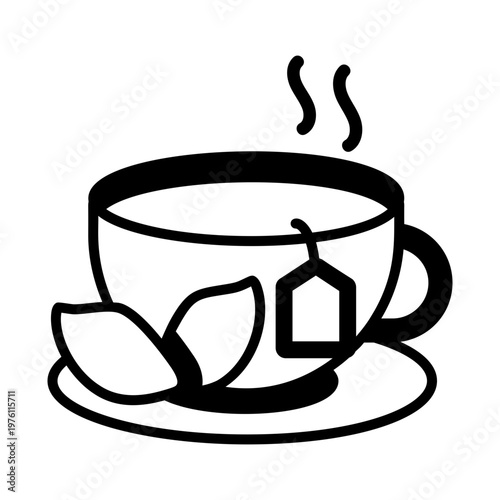 A glyph style icon showing herbal tea