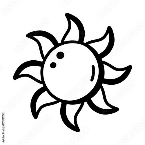 A glyph style icon showing the sun