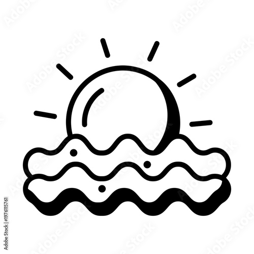 A glyph style icon showing sunrise