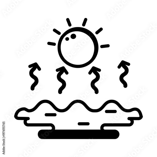 A glyph style icon showing a hot day