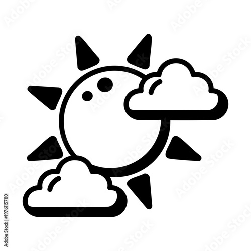 A glyph style icon showing cloudy weather