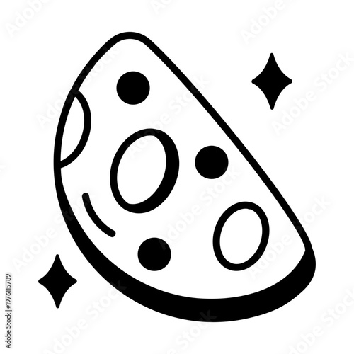 A glyph style icon showing a half moon