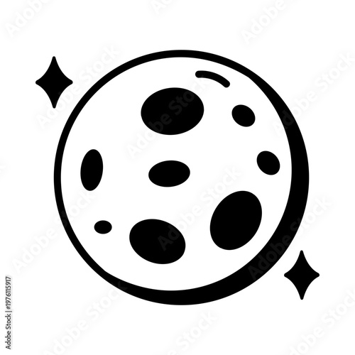 A glyph style icon showing a full moon