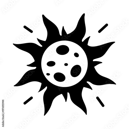 A glyph style icon showing an eclipse