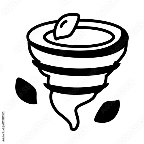 A glyph style icon showing a tornado