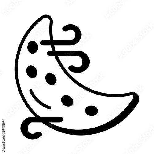 A glyph style icon showing night breeze