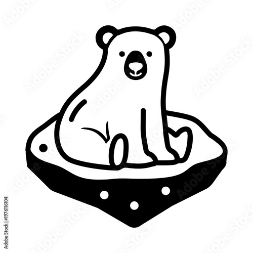 A glyph style icon showing a polar bear