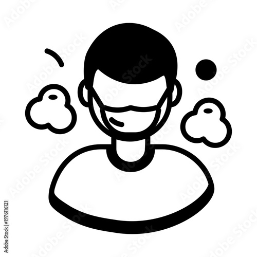 A glyph style icon showing air pollution