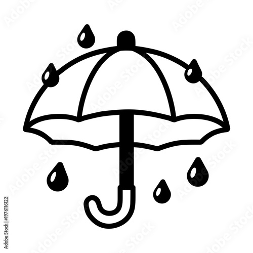 A glyph style icon showing rain