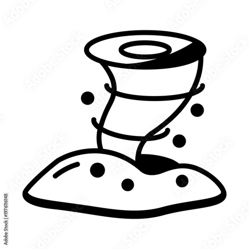 A glyph style icon showing a sandstorm disaster