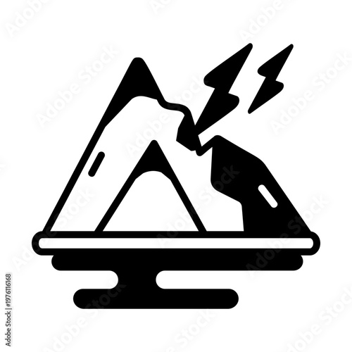 A glyph style icon showing lightning