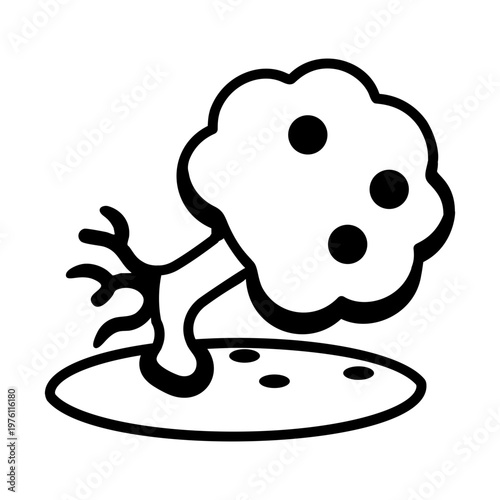 A glyph style icon showing a broken tree