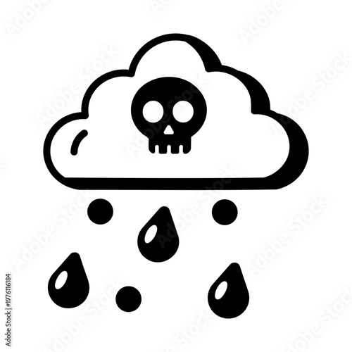 A glyph style icon showing acid rain