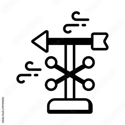 A glyph style icon showing a weather vane