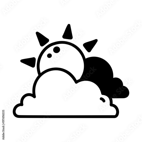 A glyph style icon showing cloudy weather