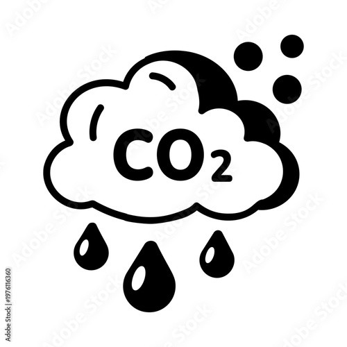 A glyph style icon showing toxic rain