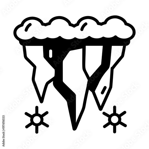 A glyph style icon showing icicles