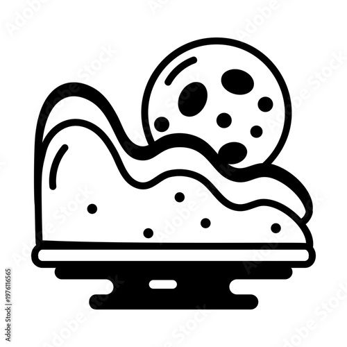 A glyph style icon showing sea level