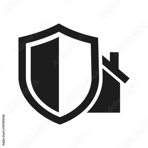 Shield protecting a house icon representing home security
