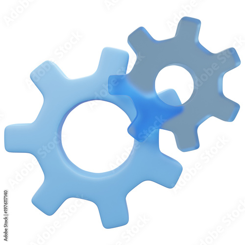 Obraz na plátne 3D gear wheels and cogs isolated on white background representing teamwork, conn
