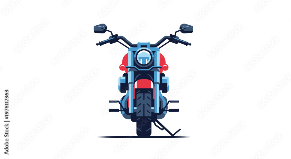 Fototapeta premium Red motorcycle front view on white background.