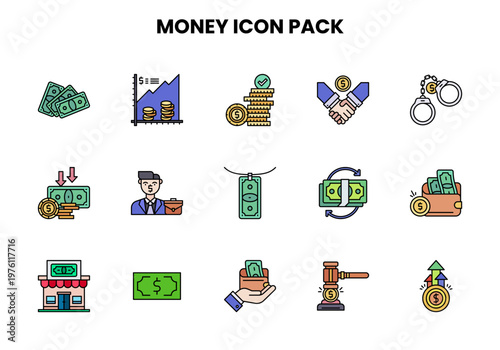 Money Lineal Color Bundle Icons Pack