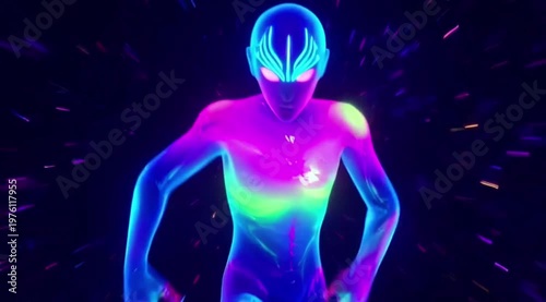 Neon Dancer in Vibrant Energy Vortex Futuristic Glow