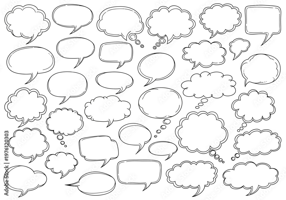 Fototapeta premium Speech bubbles and thought clouds for dialogue and communication design