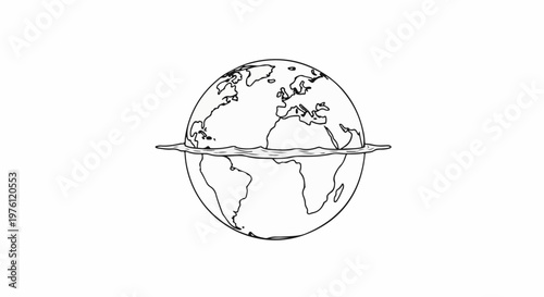 A hand-drawn illustration of the Earth with water around its equator