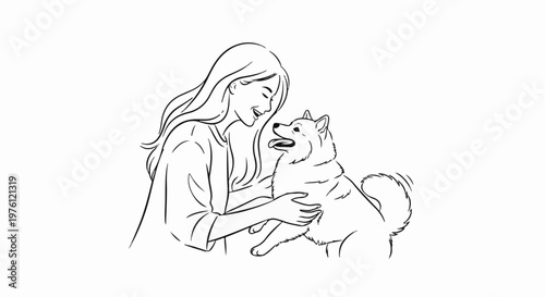 A happy person joyfully embracing a fluffy dog