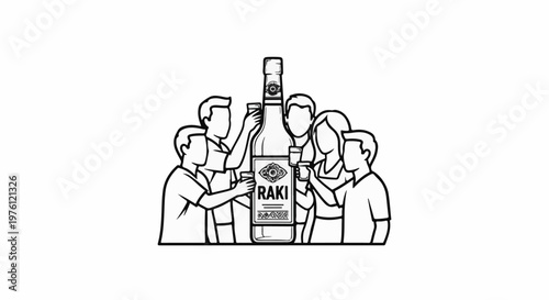 A group of people holding glasses of Raki raise them in a toast