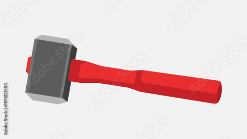 Simple Low Poly Red and Gray Sledge Hammer Equipment Illustration