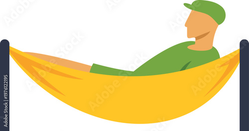 Person lying comfortably in a yellow hammock, resting during leisure activity