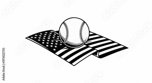 Baseball on an American flag, a patriotic sports symbol