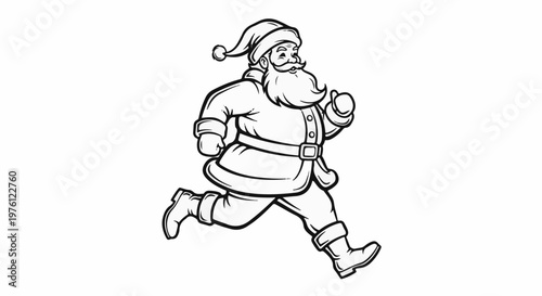 Stylized line drawing of Santa Claus in motion, appearing to be running