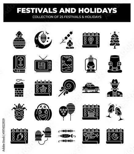 Collection of 25 Festivals and Holidays. Cultural Traditions and Celebrations