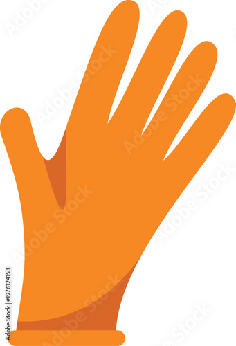 Orange rubber glove providing protection during cleaning or medical tasks